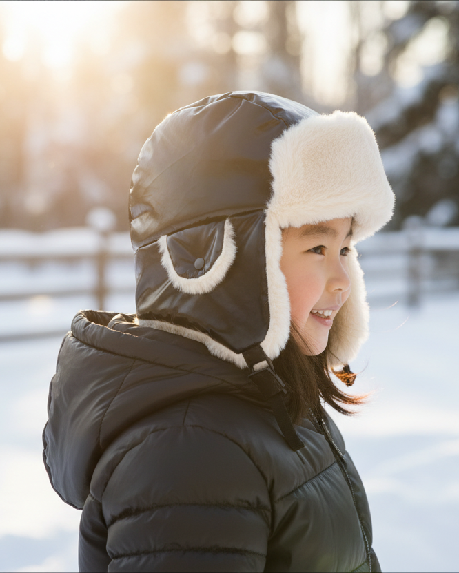 Black Liquid Shine Arctic White Faux Fur//