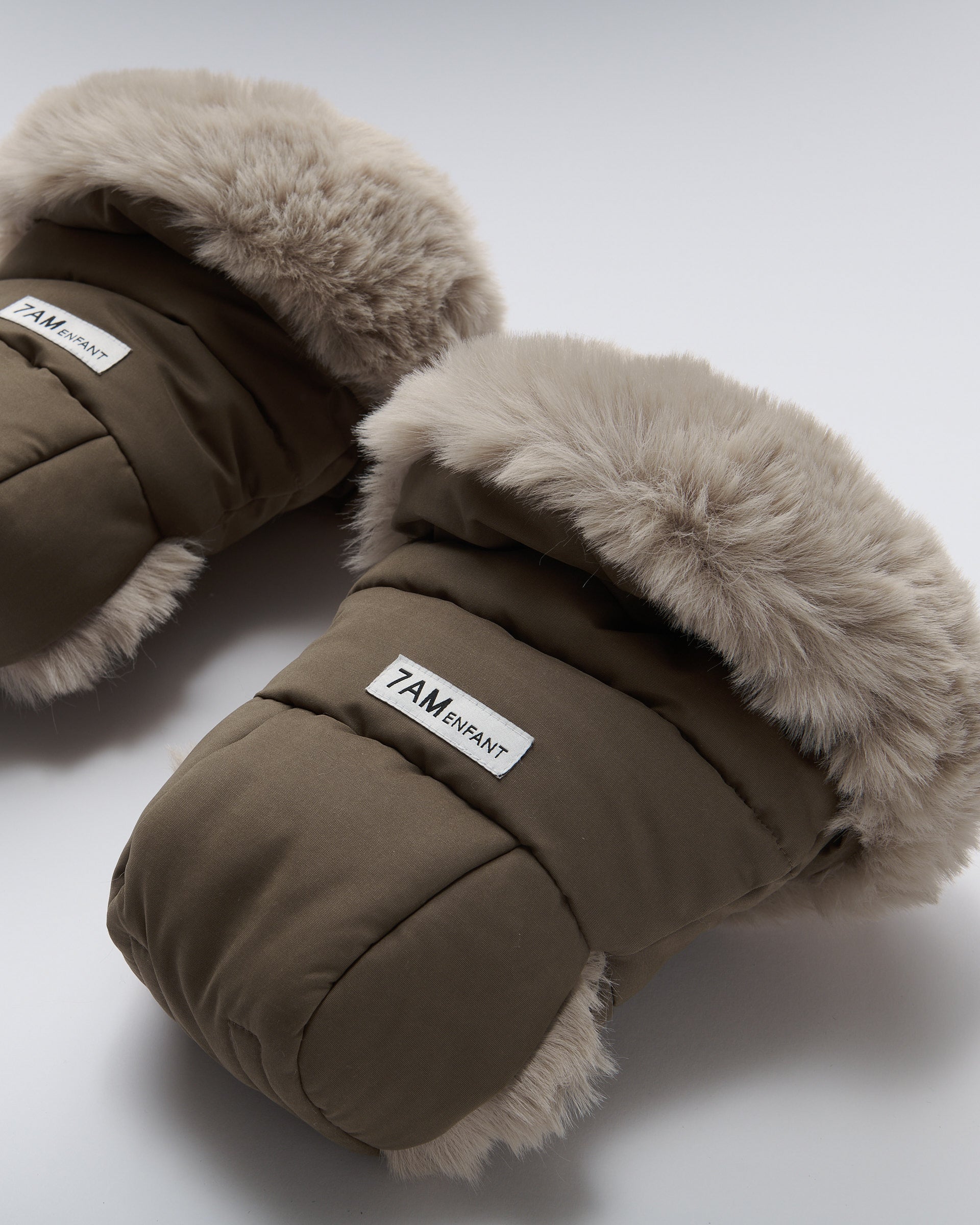 Moss Brown Greige Faux Fur//