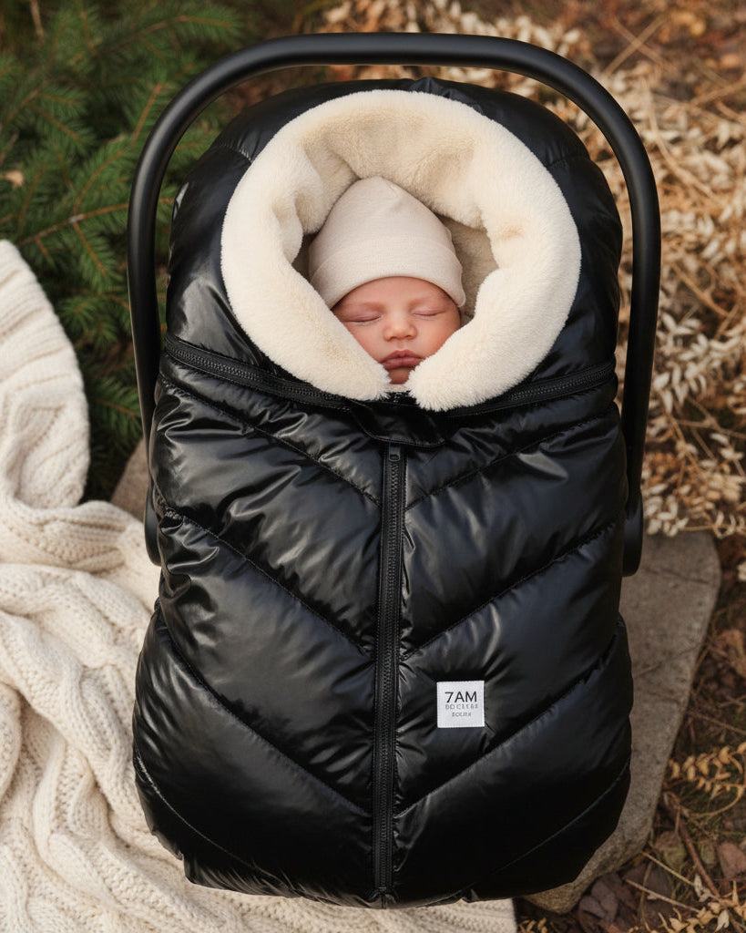 Black Liquid Shine Arctic White Faux Fur//