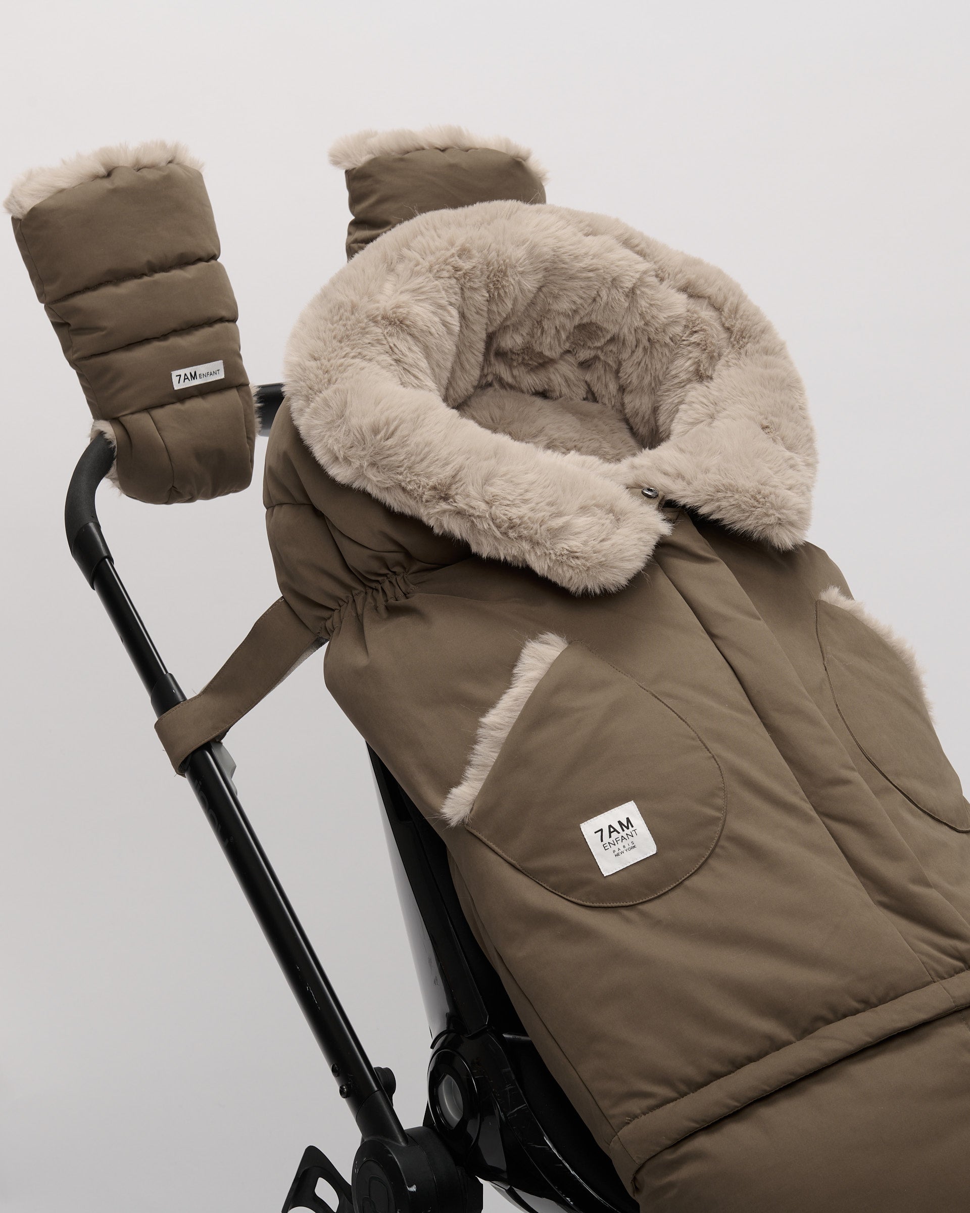 Moss Brown Greige Faux Fur//