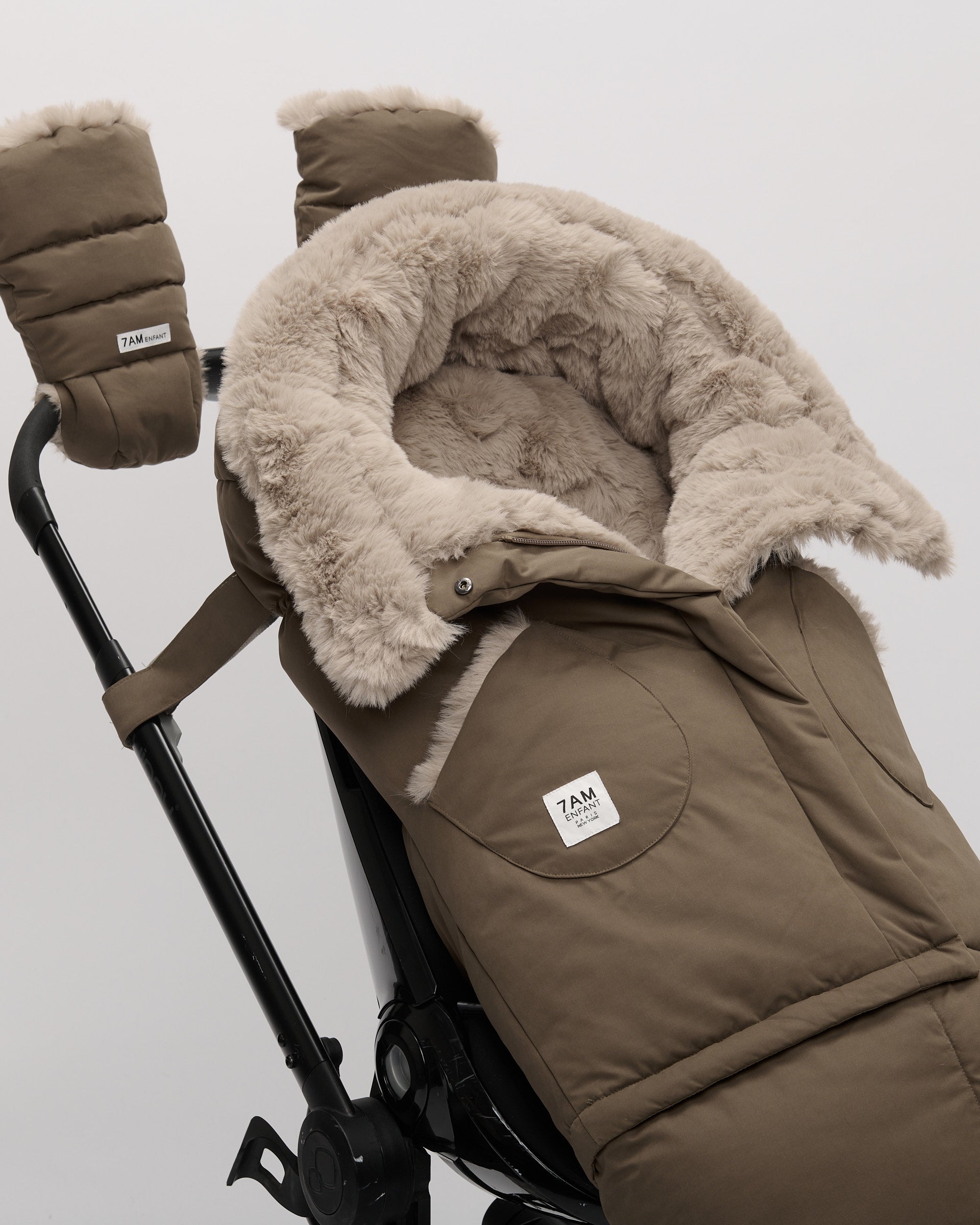 Moss Brown Greige Faux Fur//