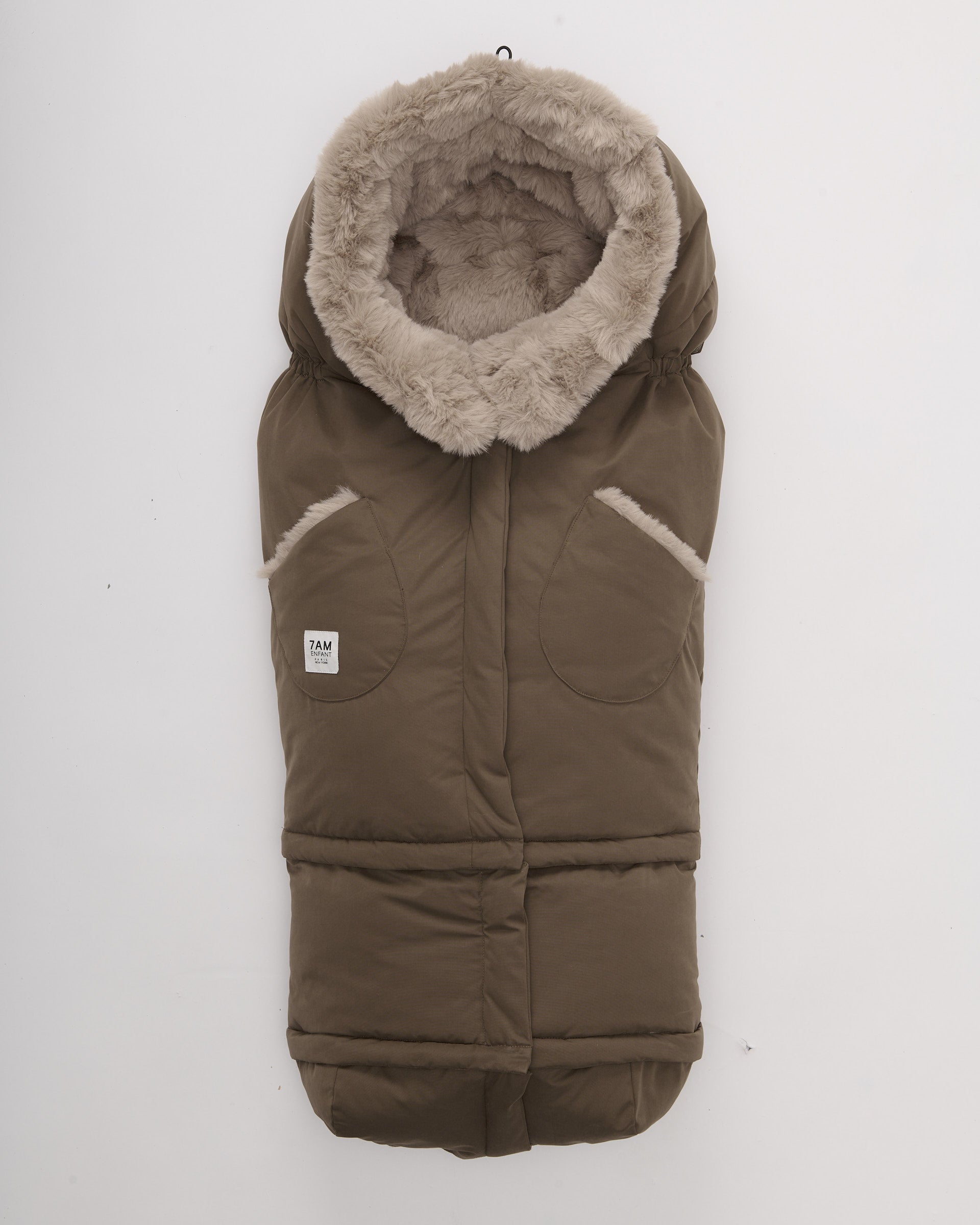 Moss Brown Greige Faux Fur//