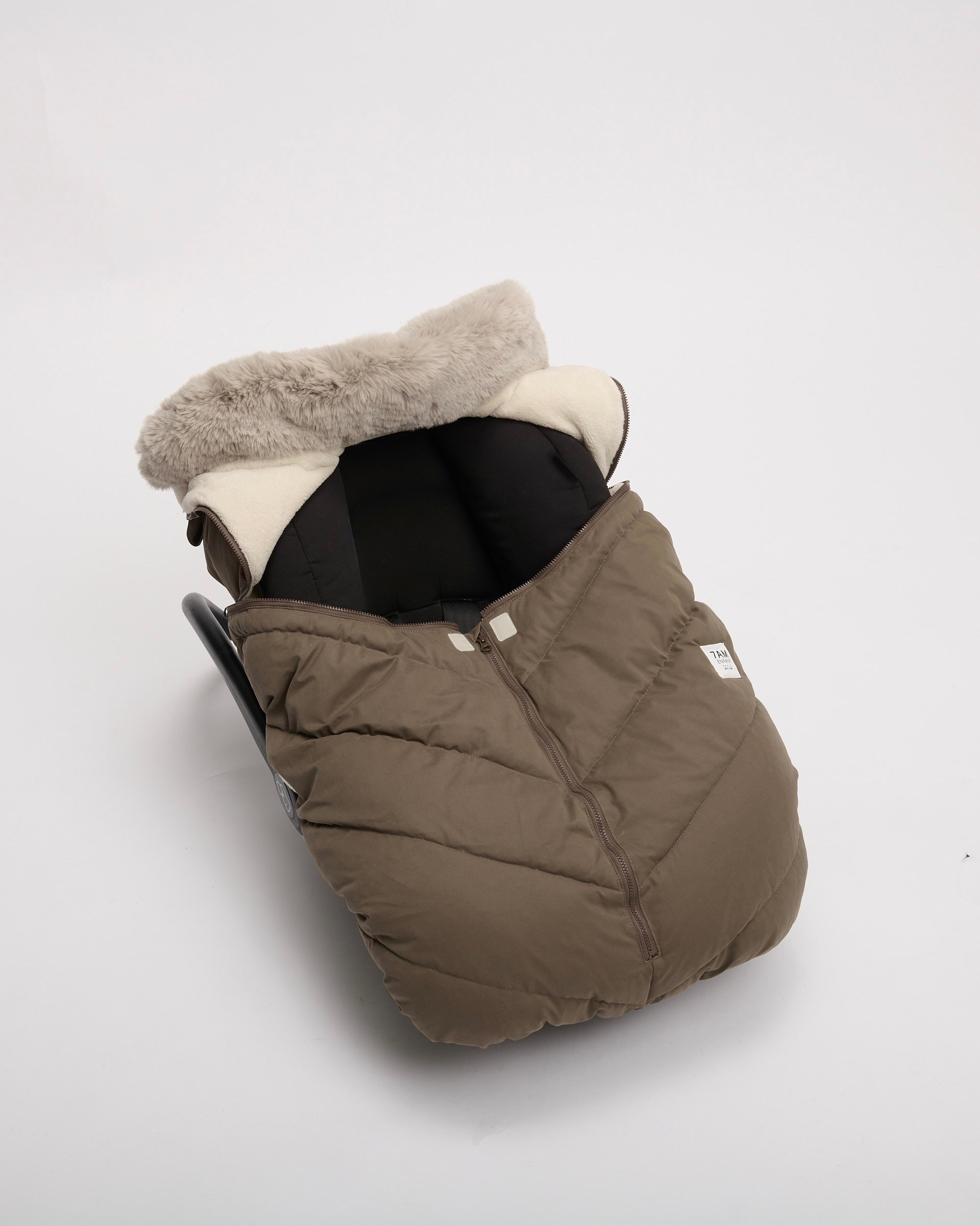 Moss Brown Greige Faux Fur//