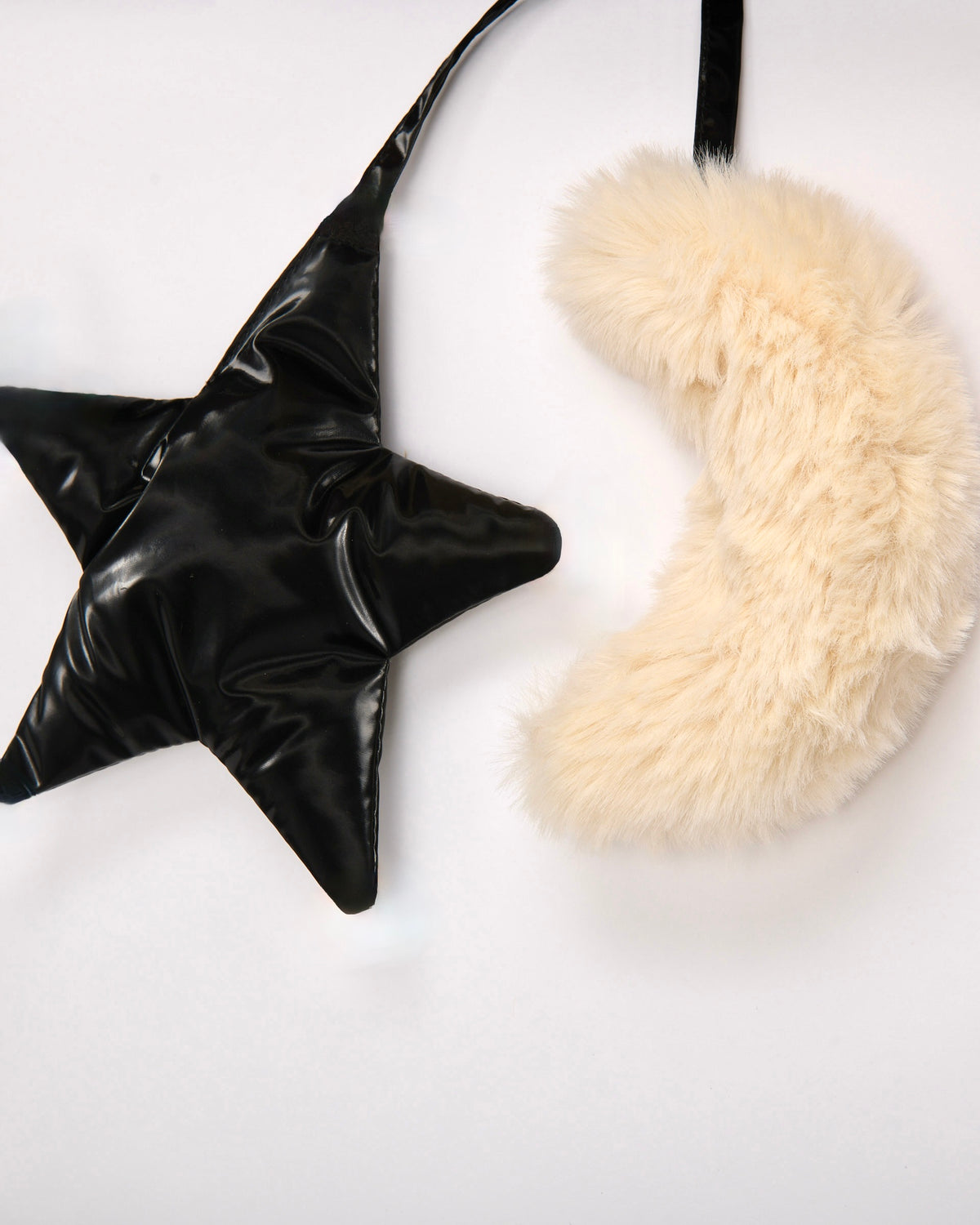 Black Liquid Shine Arctic White Faux Fur//