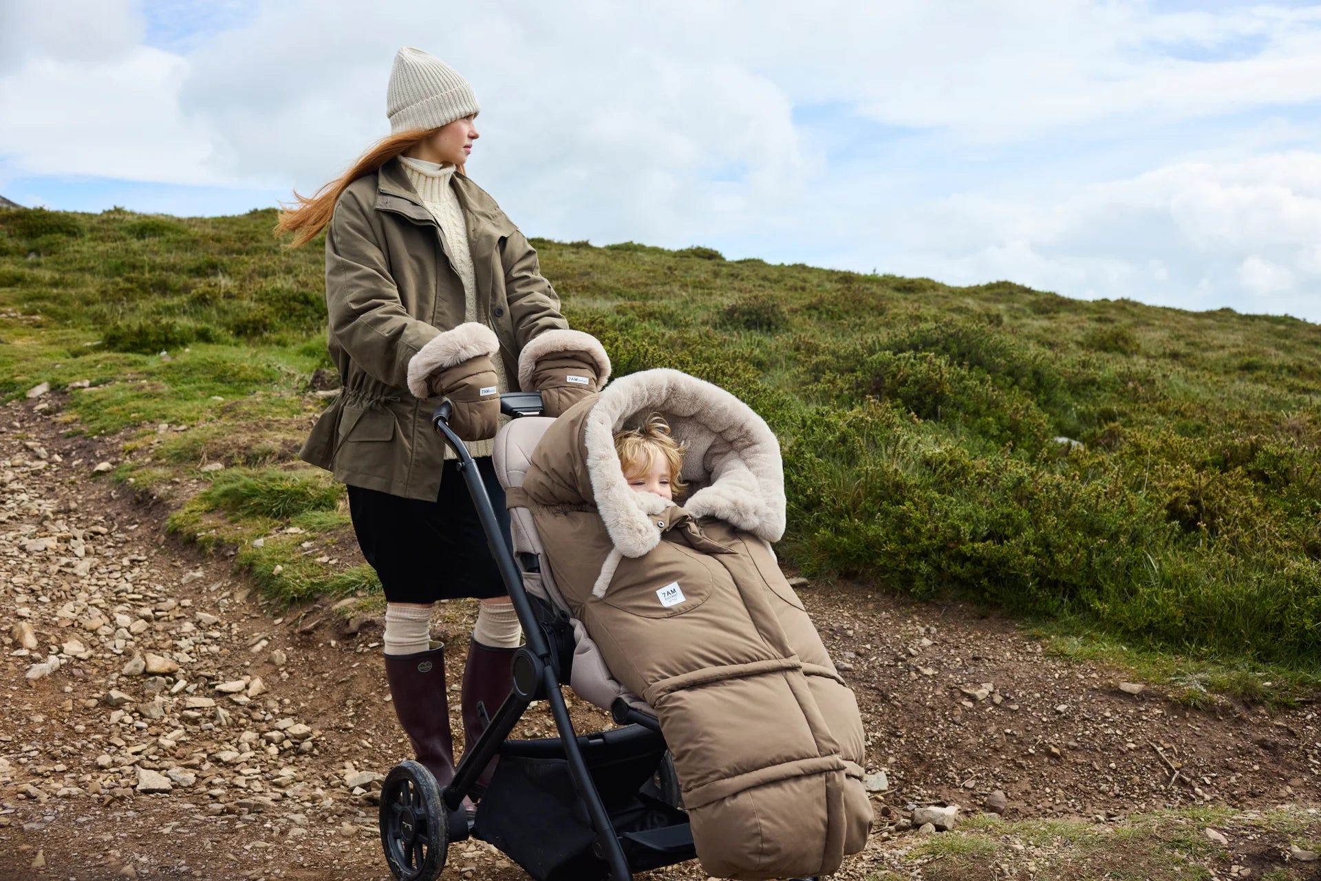 Moss Brown Greige Faux Fur//