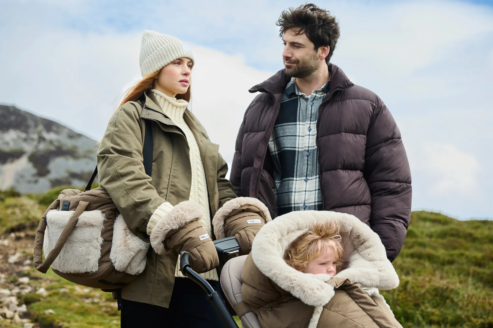 Moss Brown Greige Faux Fur//