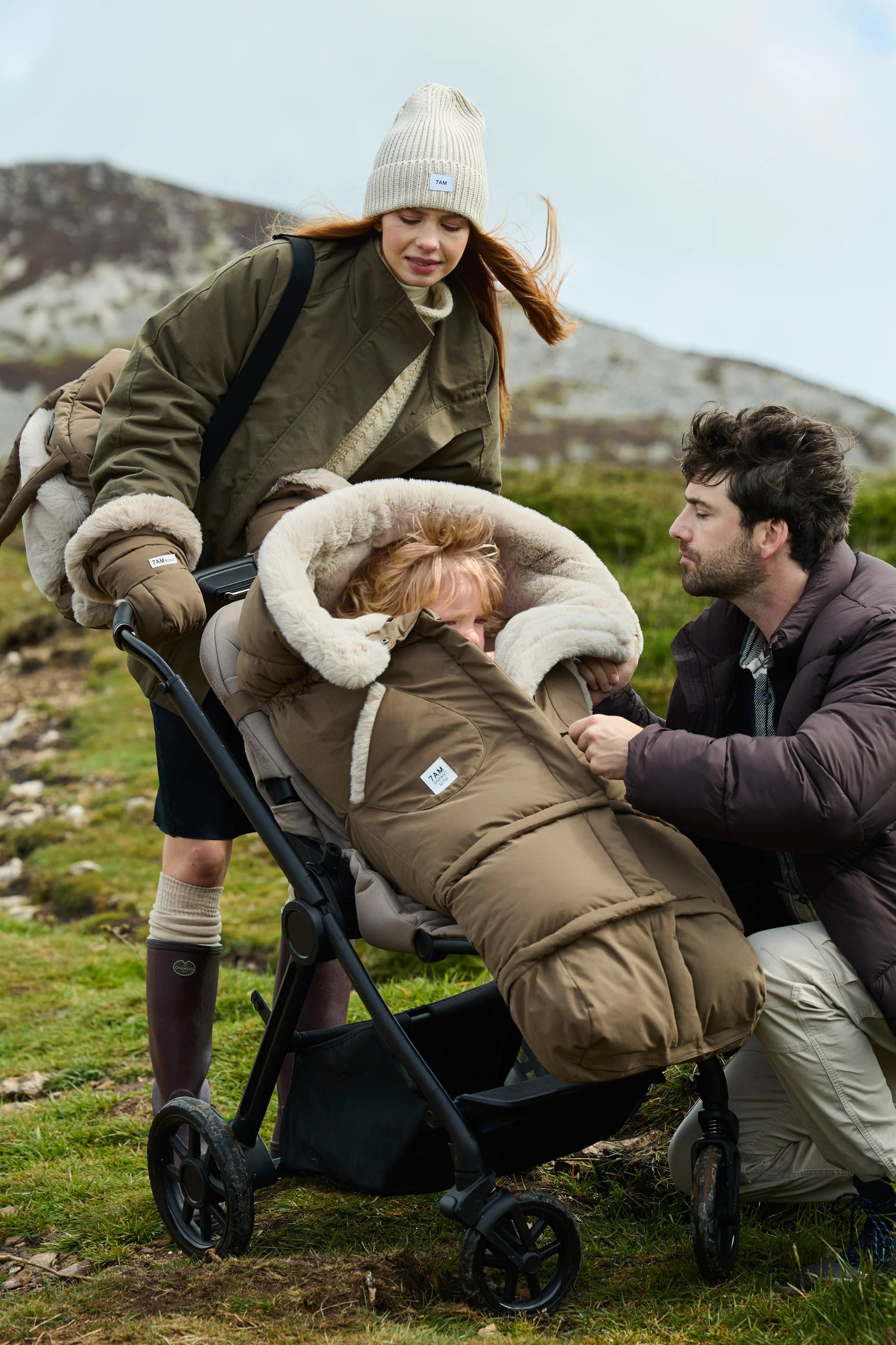 Moss Brown Greige Faux Fur//