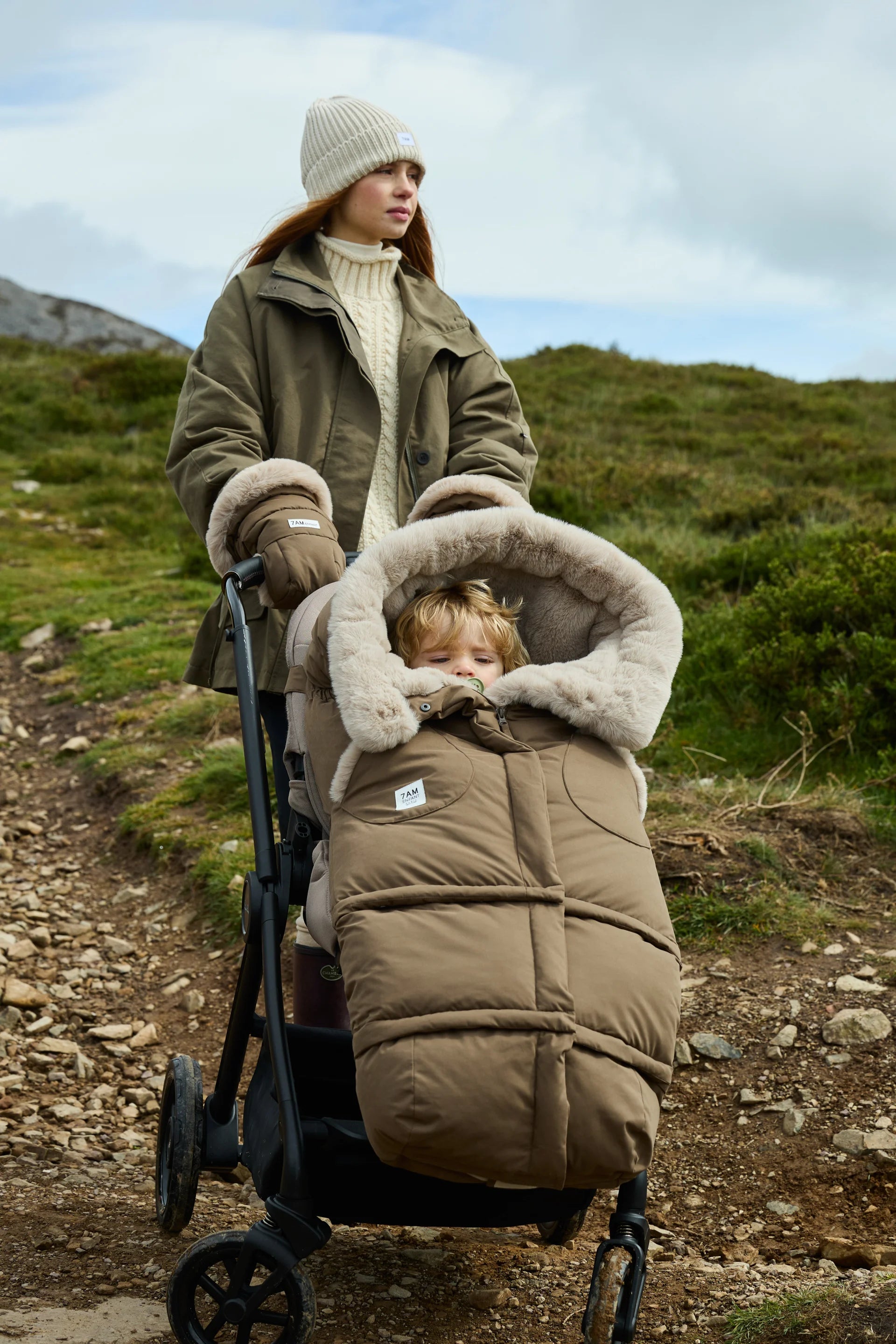 Moss Brown Greige Faux Fur//