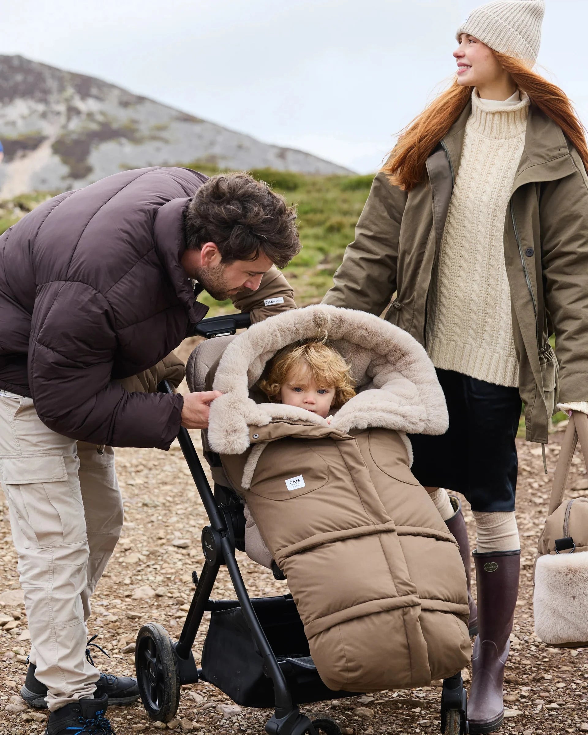 Moss Brown Greige Faux Fur//