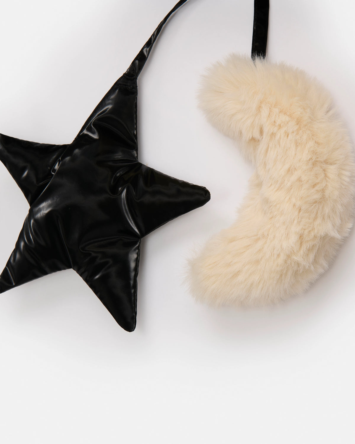 Black Liquid Shine Arctic White Faux Fur//