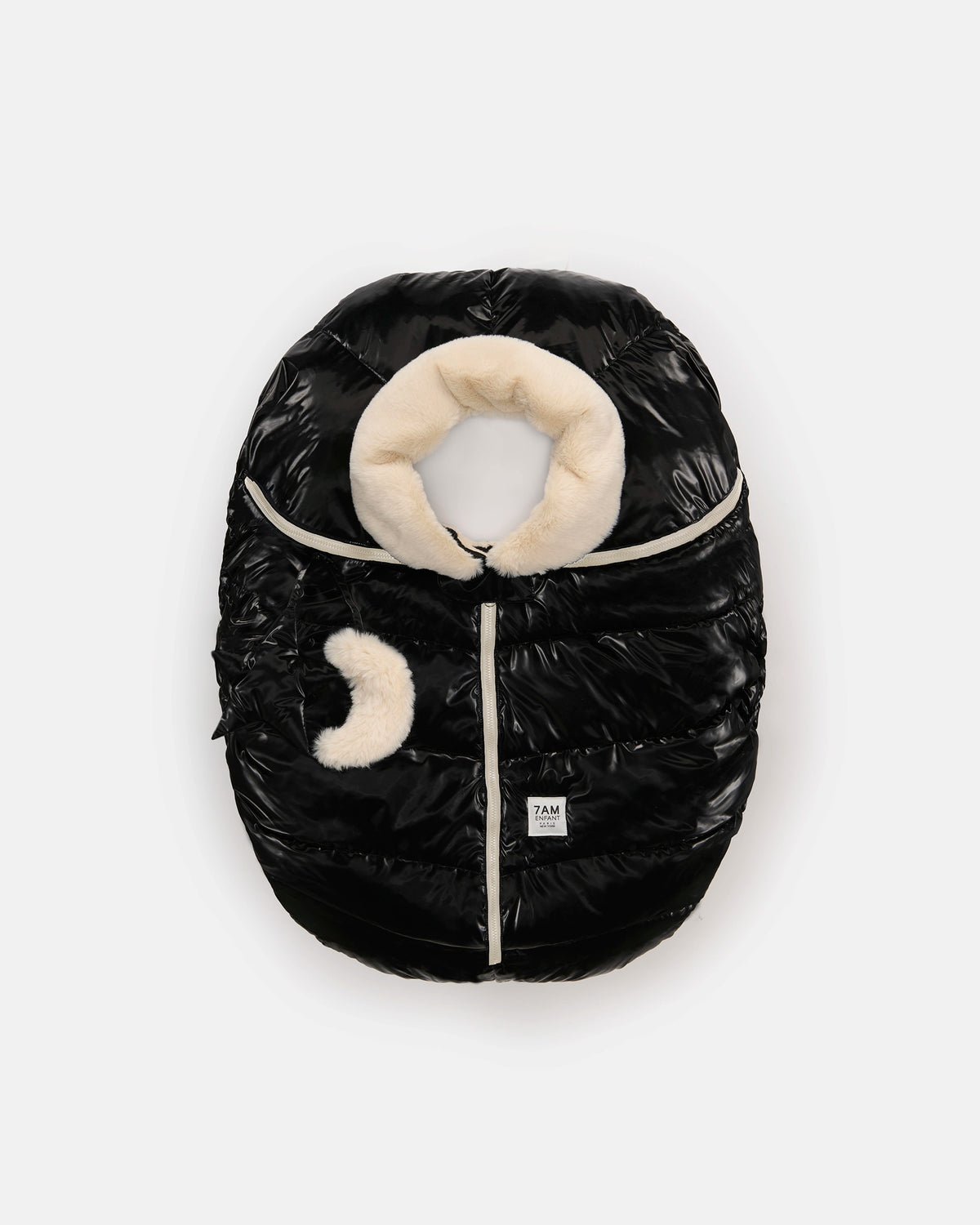 Black Liquid Shine Arctic White Faux Fur//