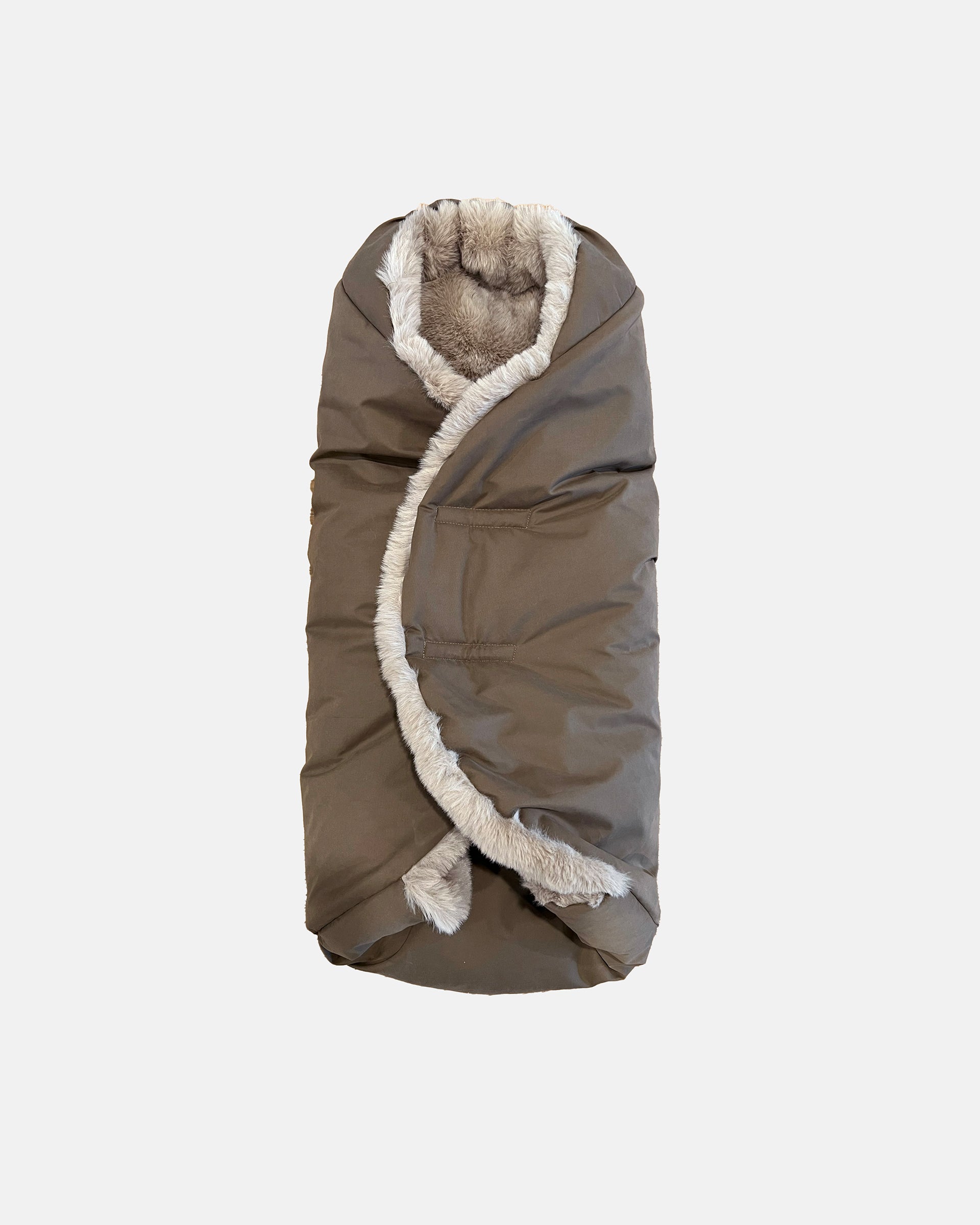 Moss Brown Greige Faux Fur//