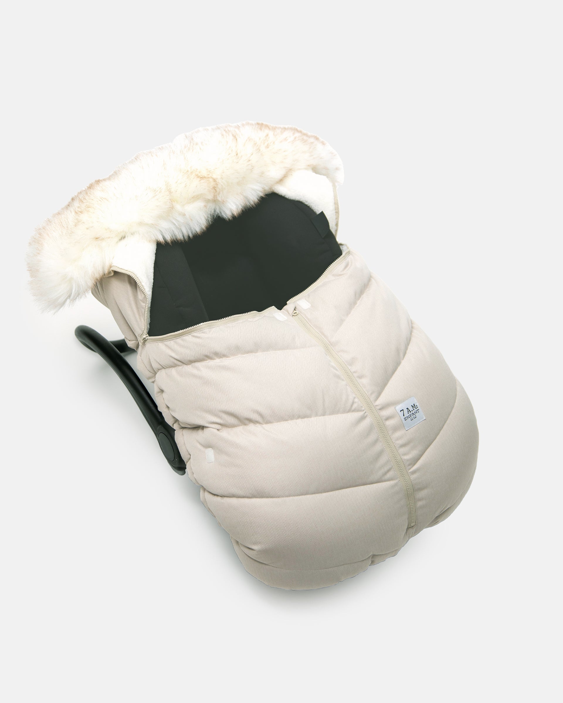 Heather Beige - White Faux Fur//