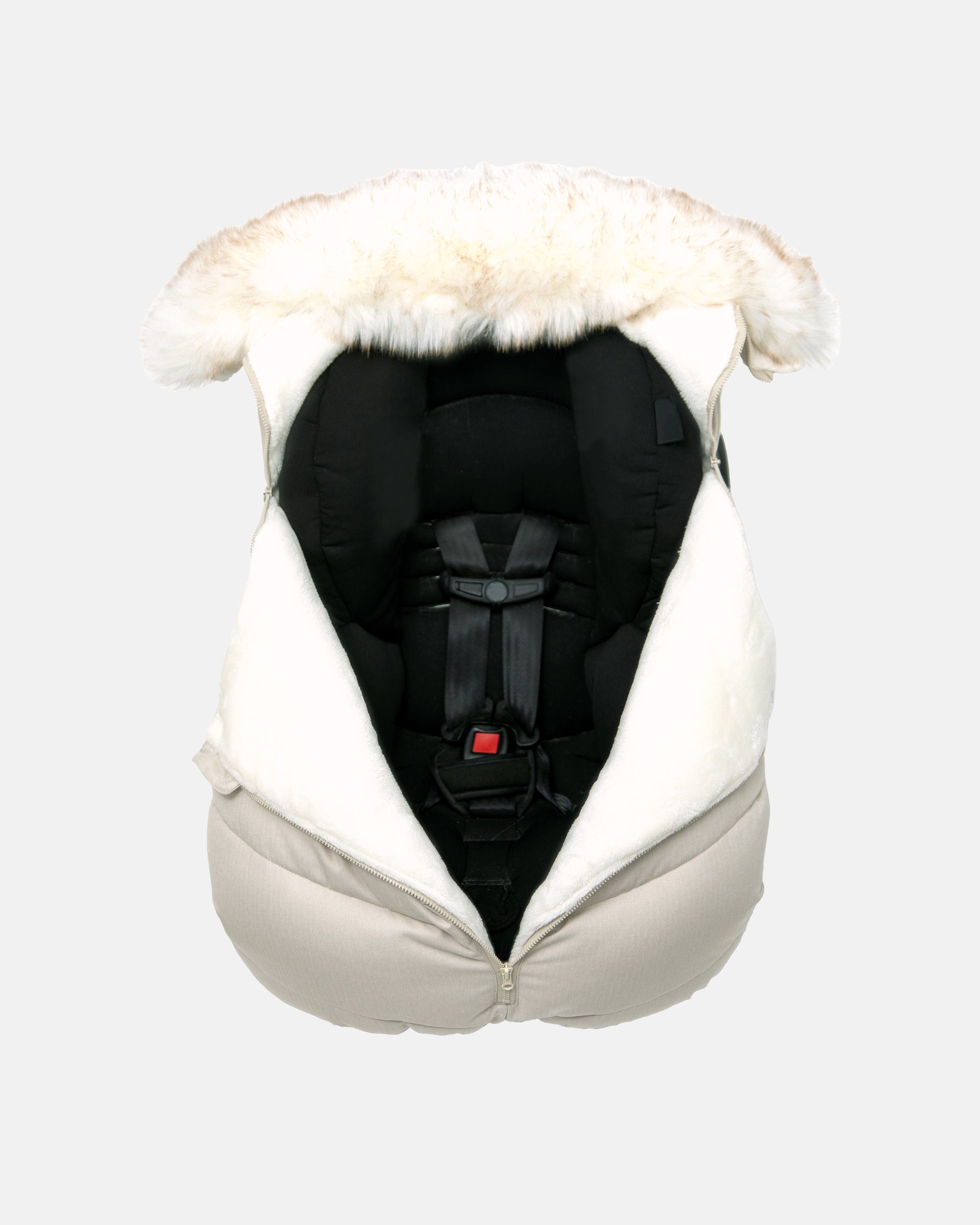 Heather Beige - White Faux Fur//