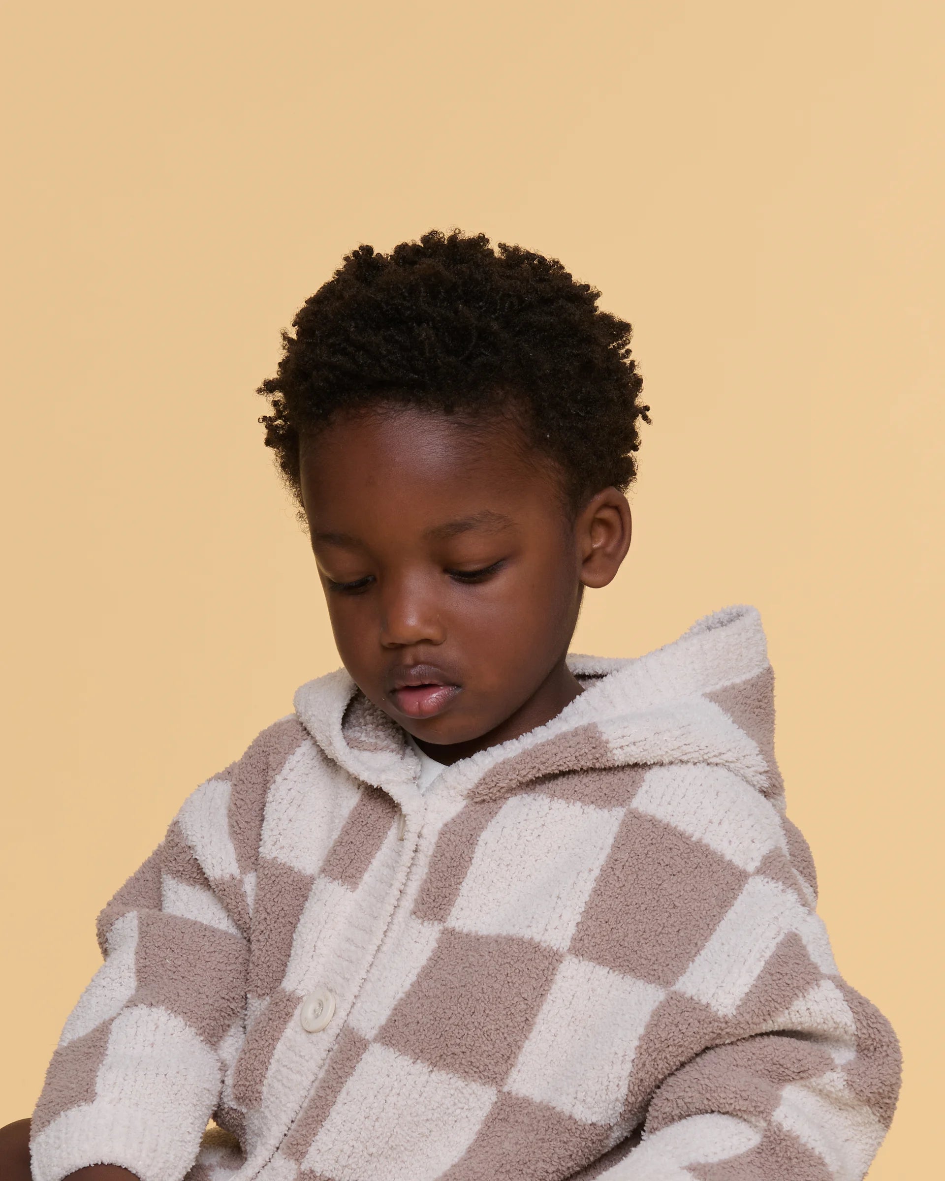 Hooded Cardigan - Checkers Fuzzy