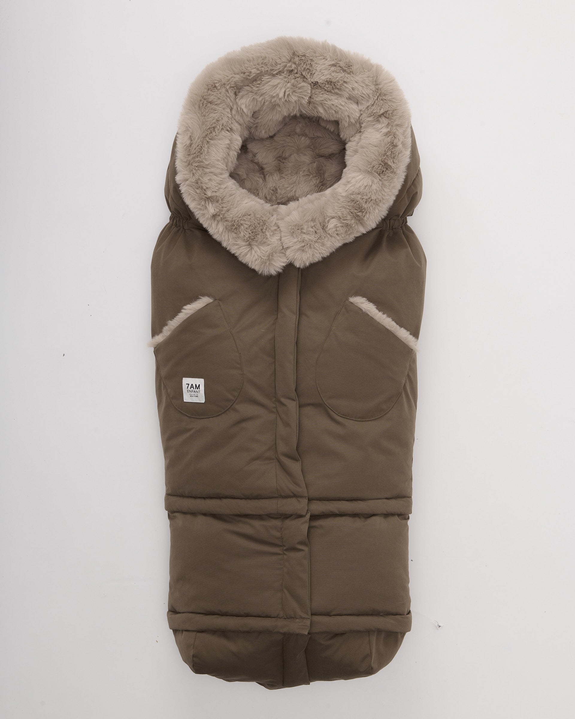 Moss Brown Greige Faux Fur//