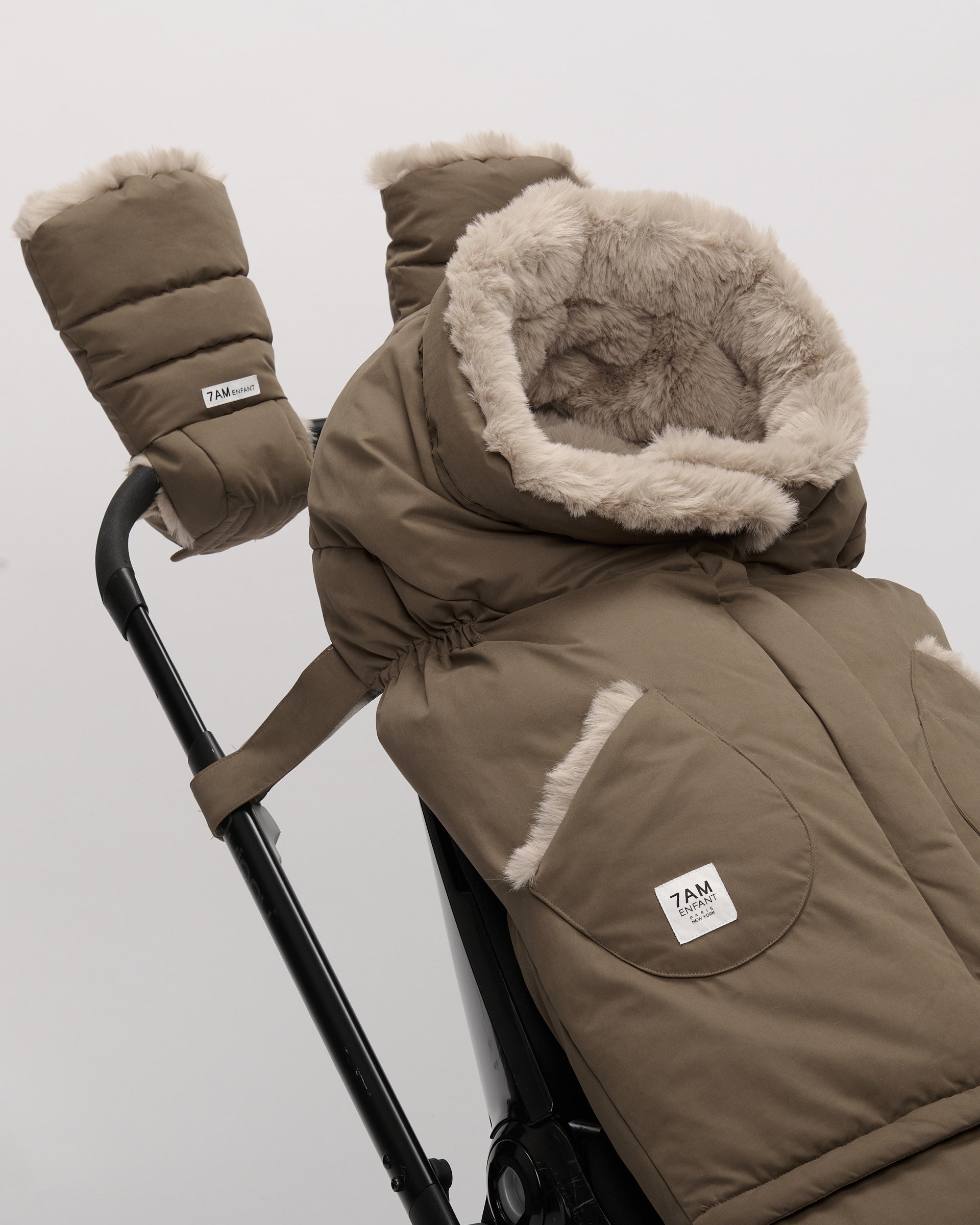 Moss Brown Greige Faux Fur//