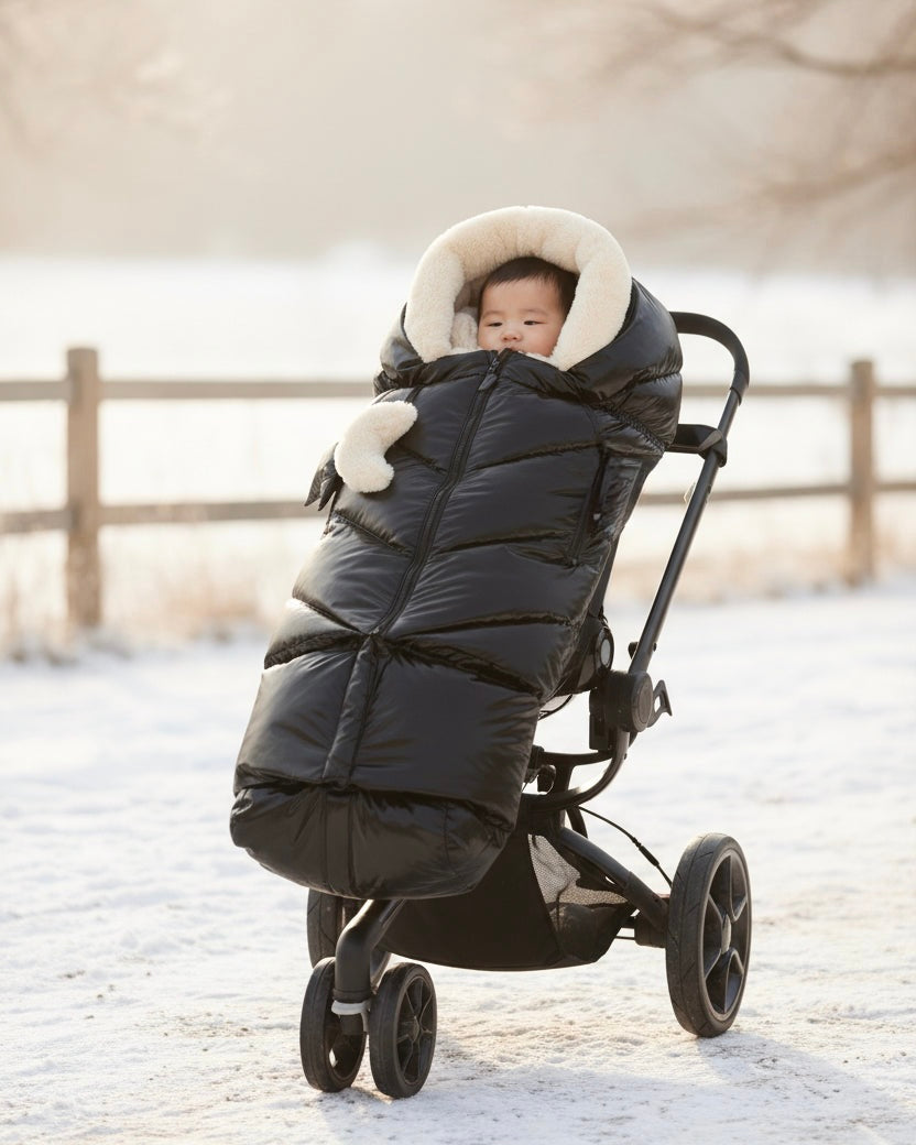 Black Liquid Shine Arctic White Faux Fur//