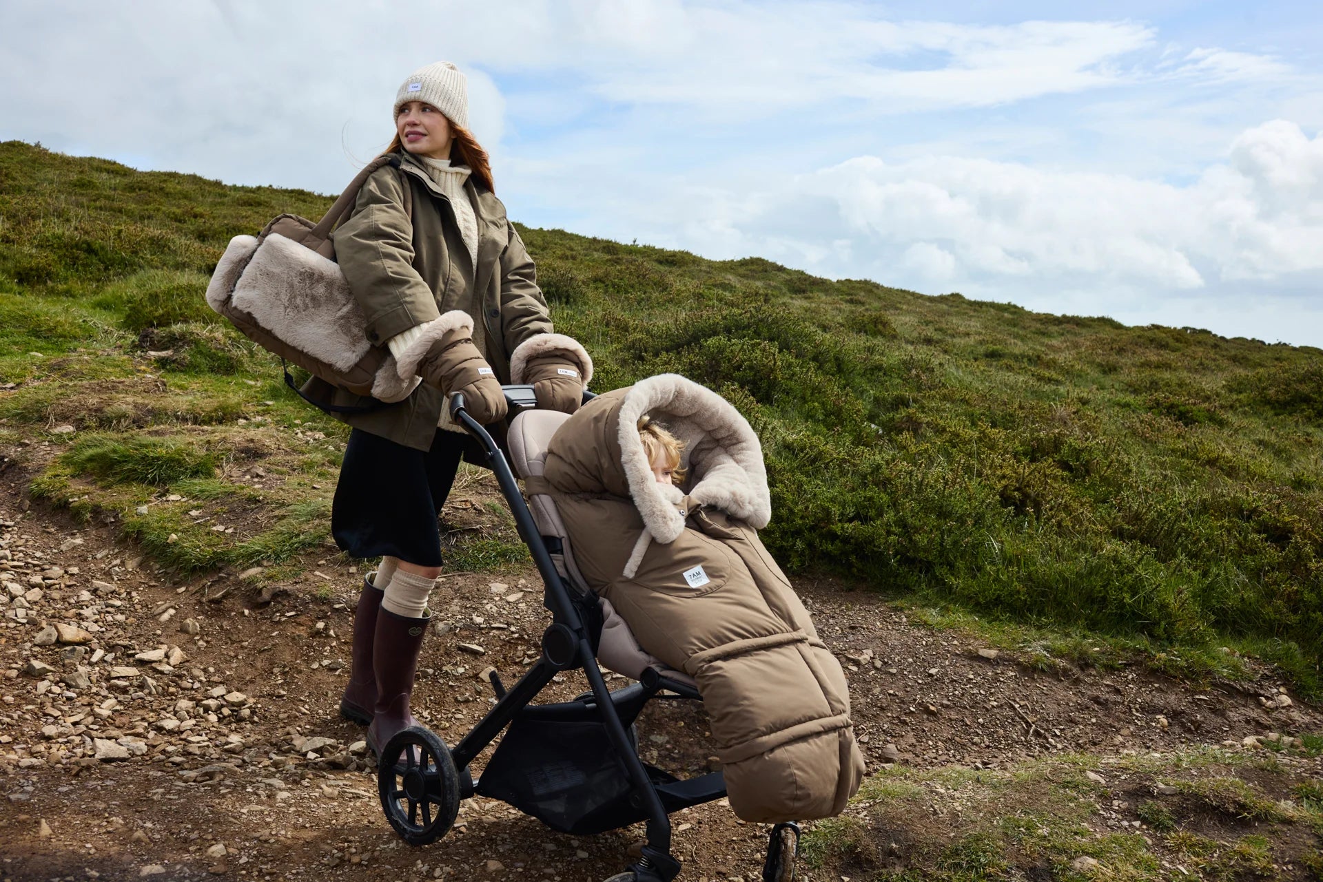 Moss Brown Greige Faux Fur//