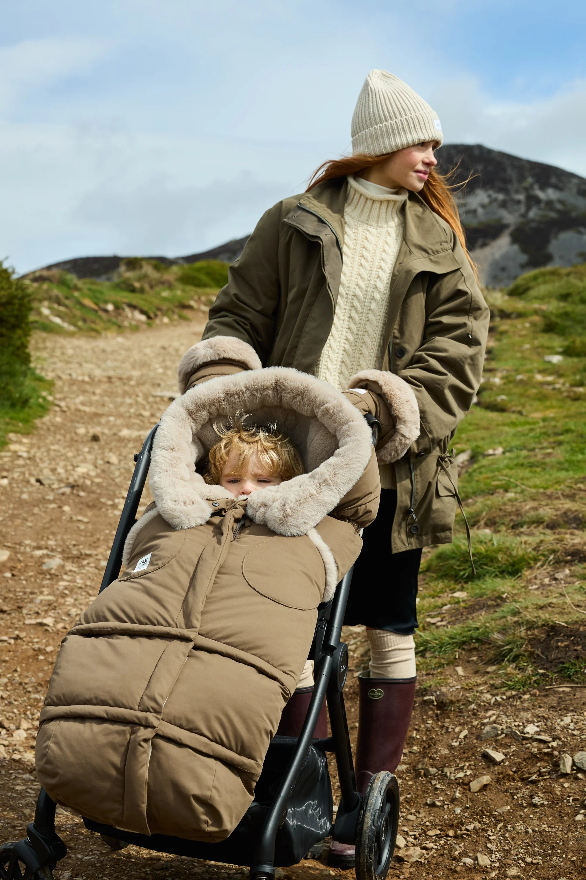 Moss Brown Greige Faux Fur//