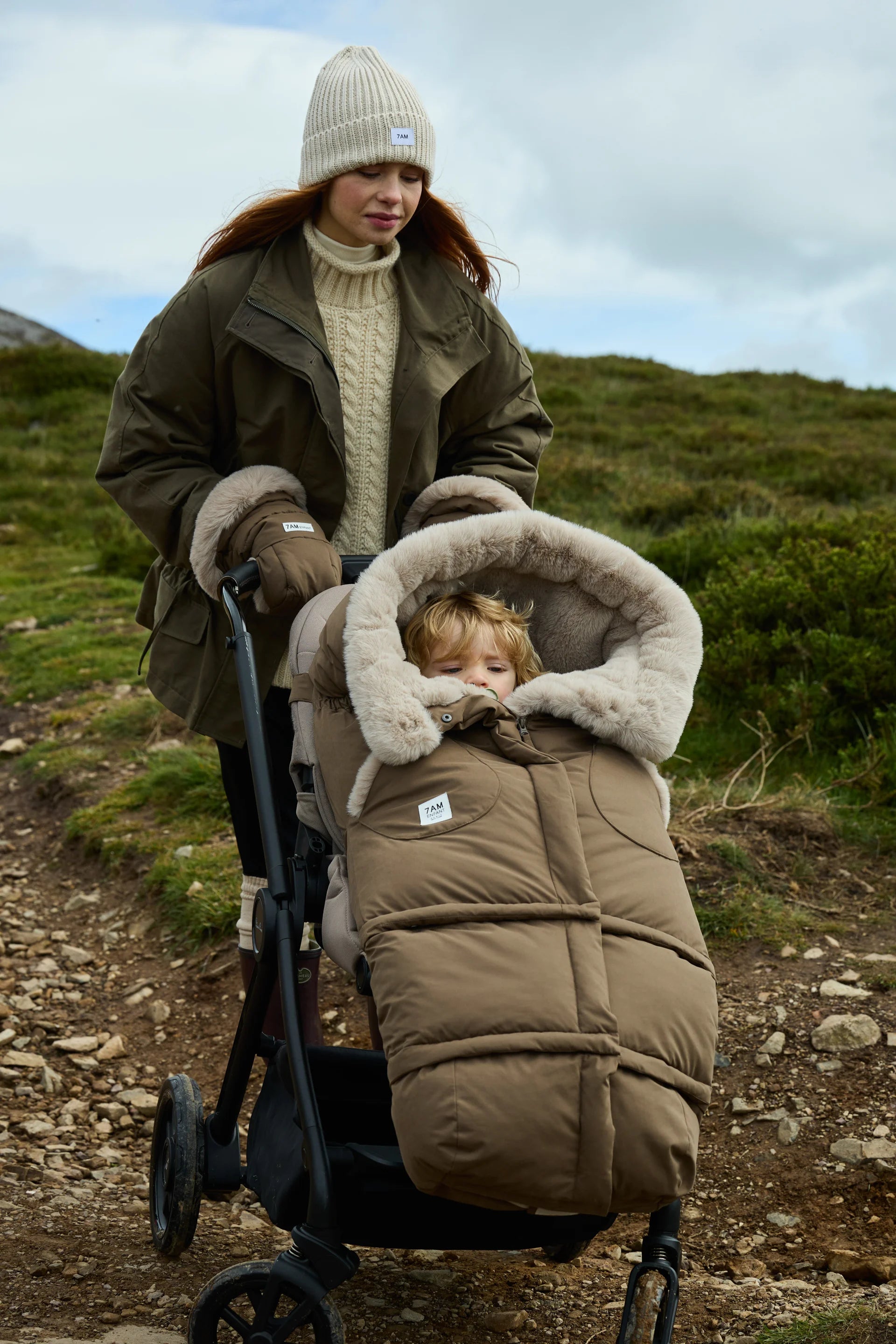 Moss Brown Greige Faux Fur//