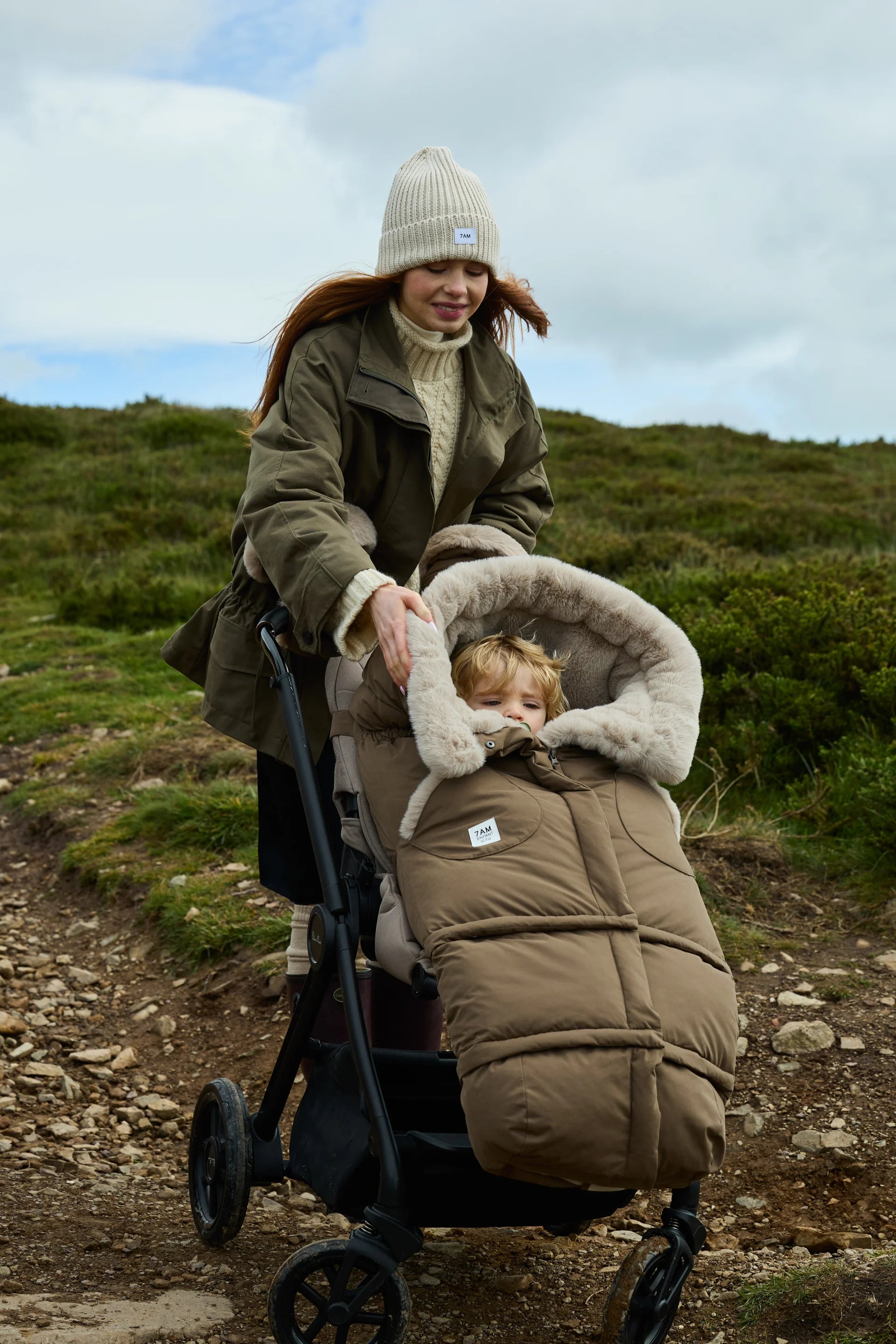 Moss Brown Greige Faux Fur//
