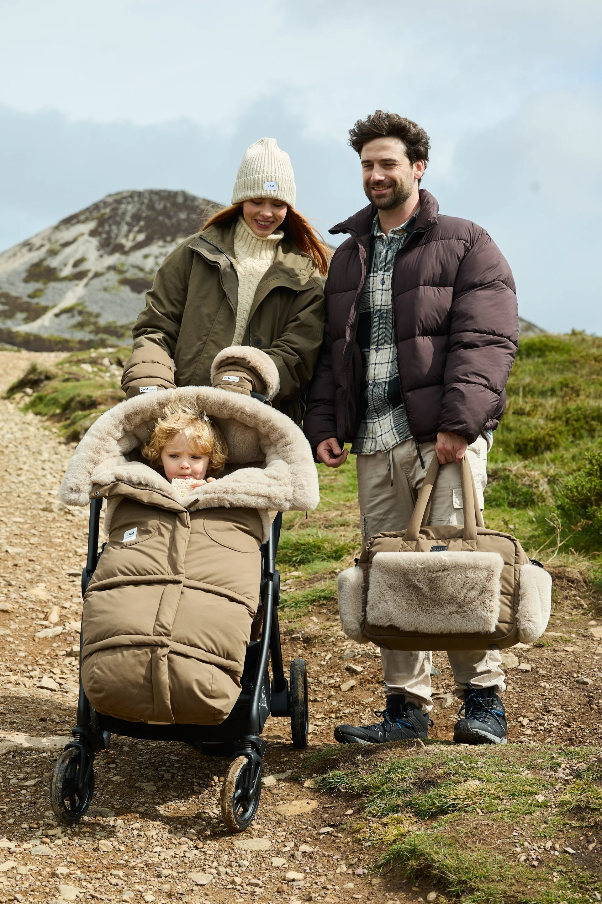 Moss Brown Greige Faux Fur//