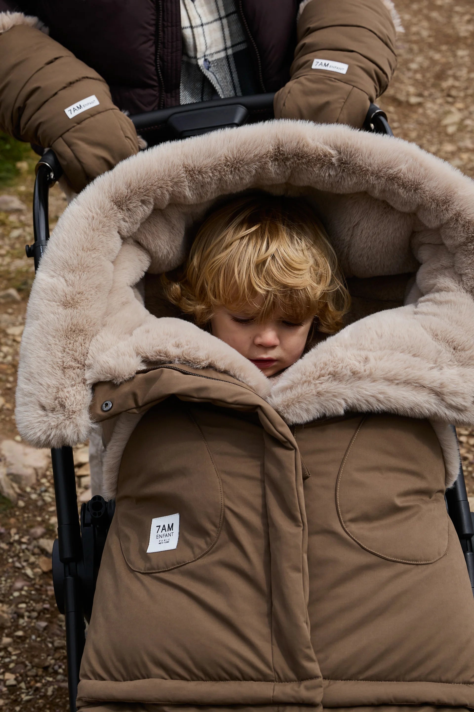 Moss Brown Greige Faux Fur//
