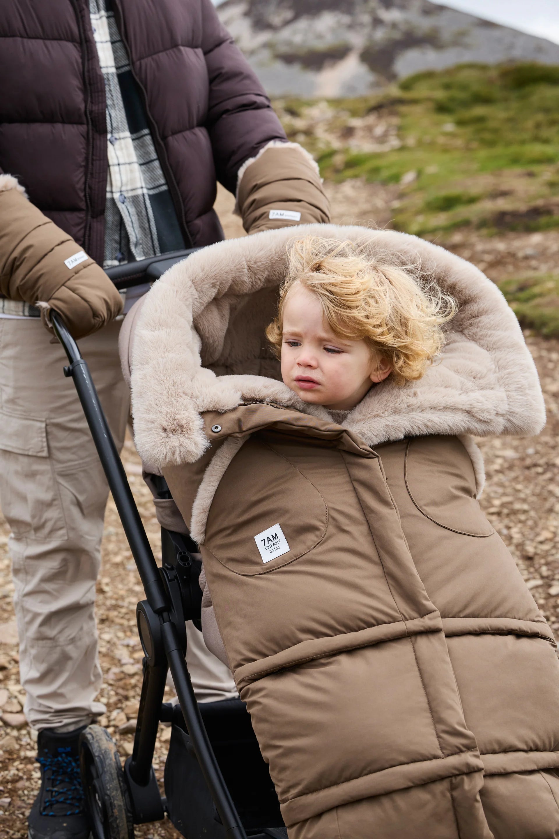 Moss Brown Greige Faux Fur//