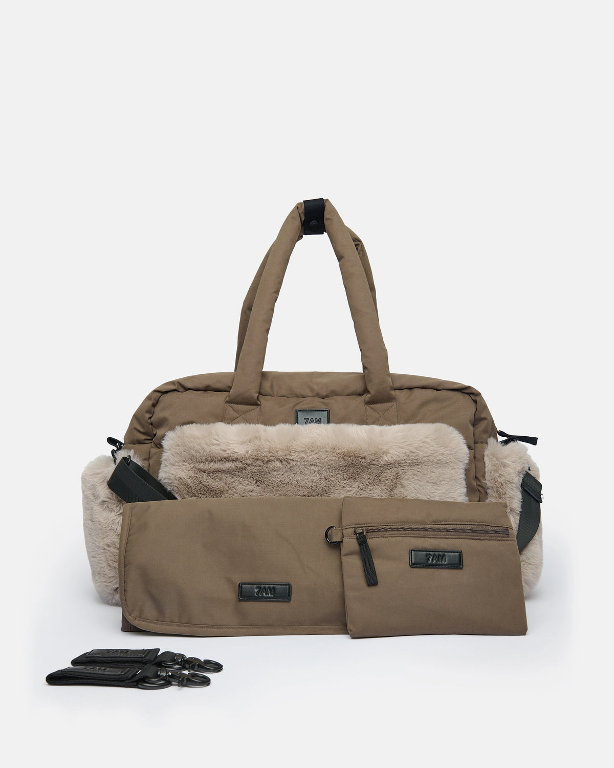 Moss Brown Appliqué Faux Fur//