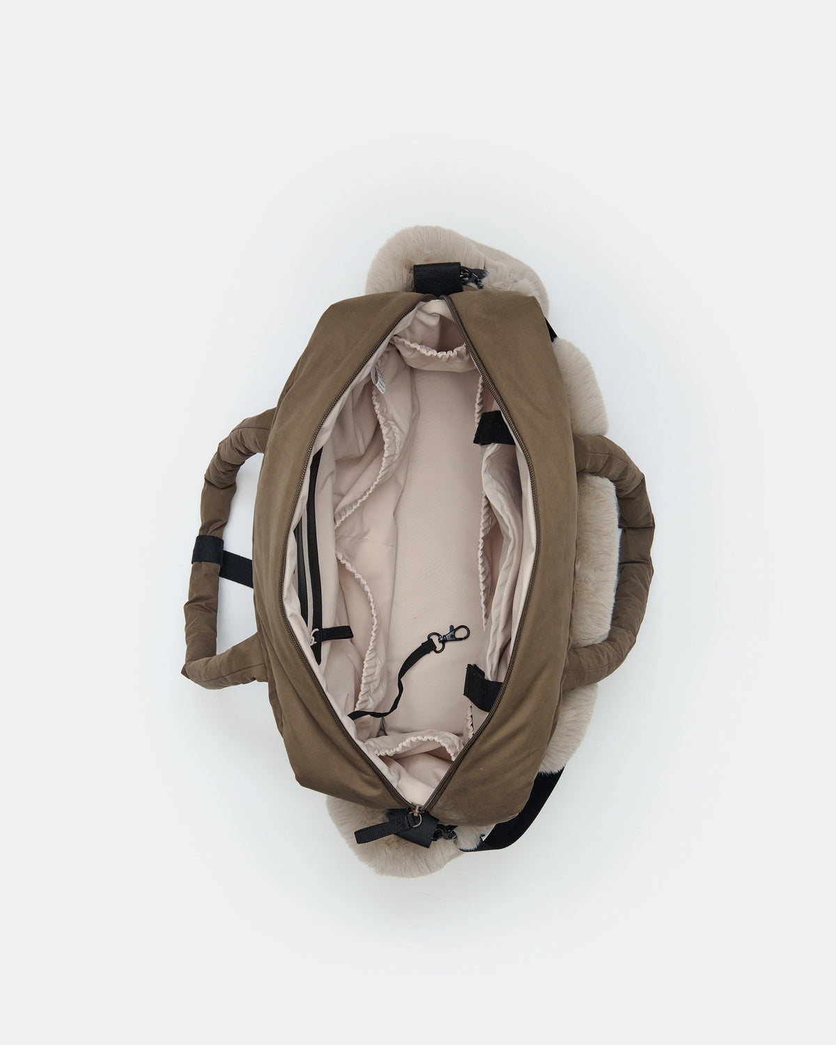 Moss Brown Appliqué Faux Fur//