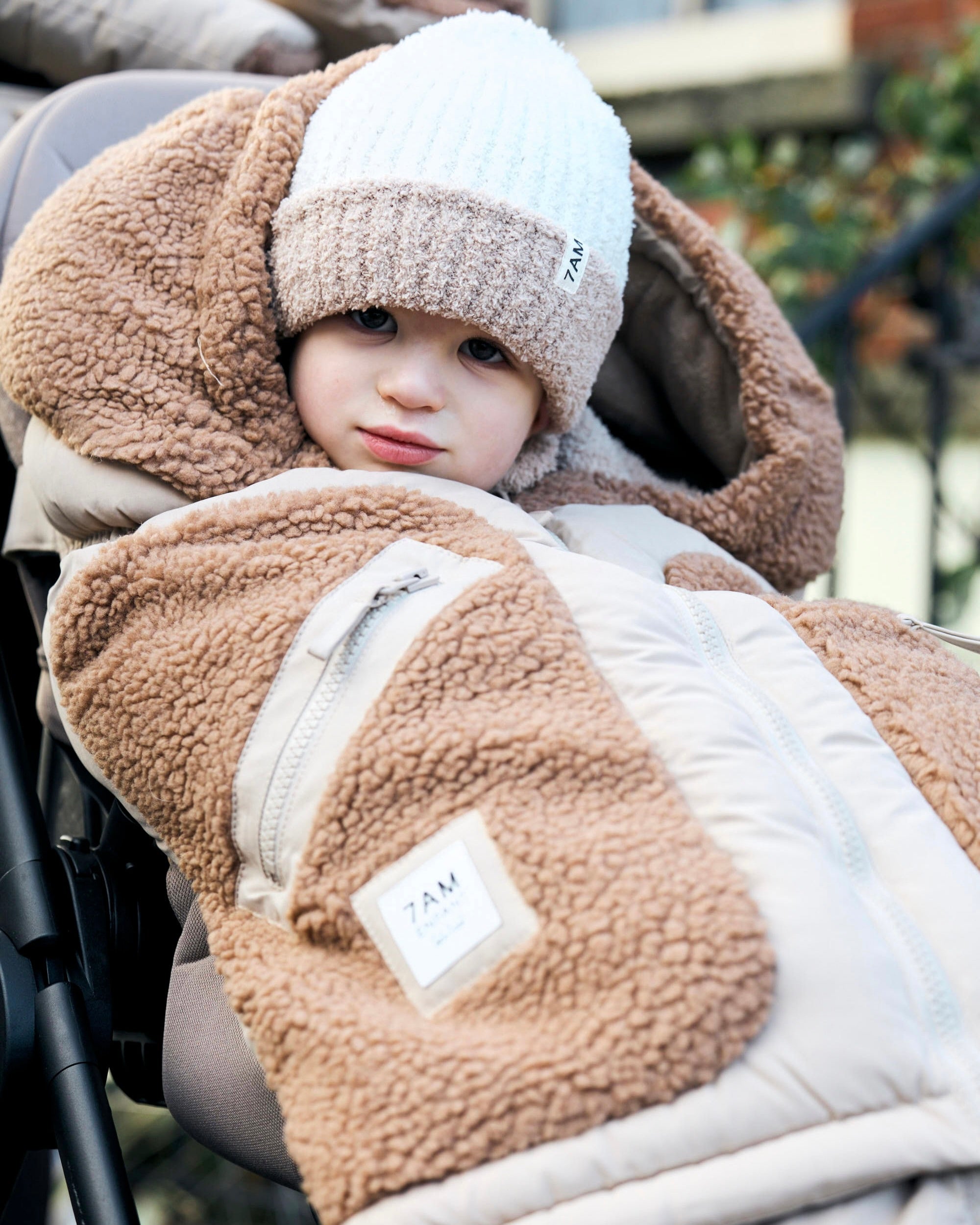 2-Tone Ribbed Beanie - Fuzzy