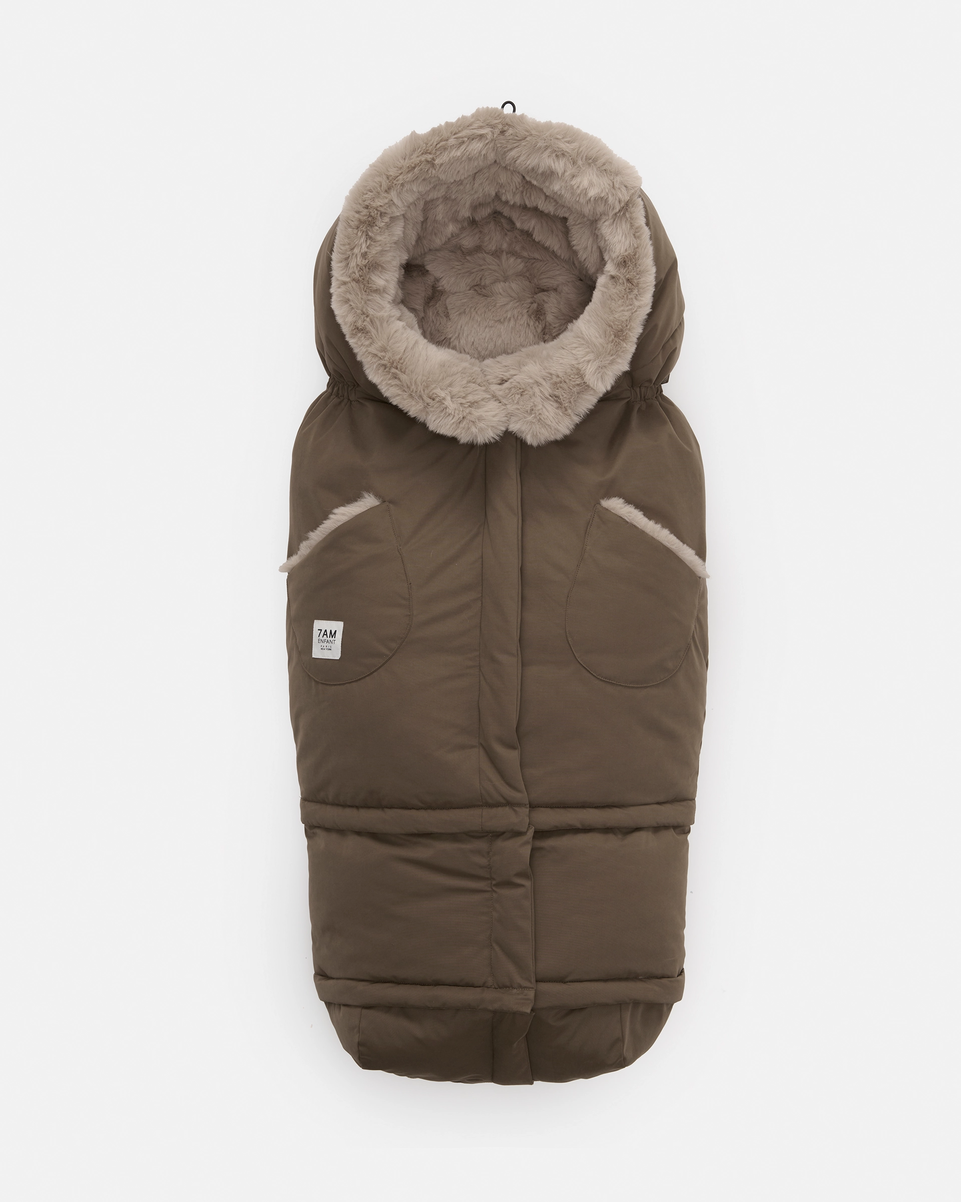 Moss Brown Greige Faux Fur//