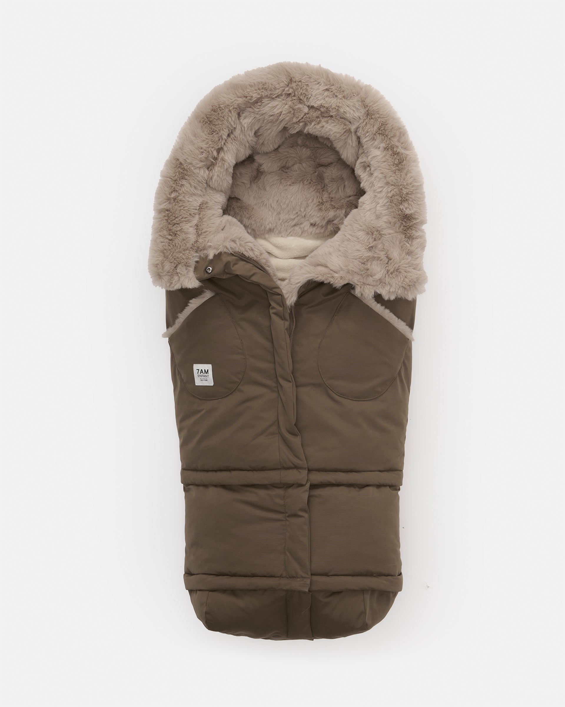 Moss Brown Greige Faux Fur//