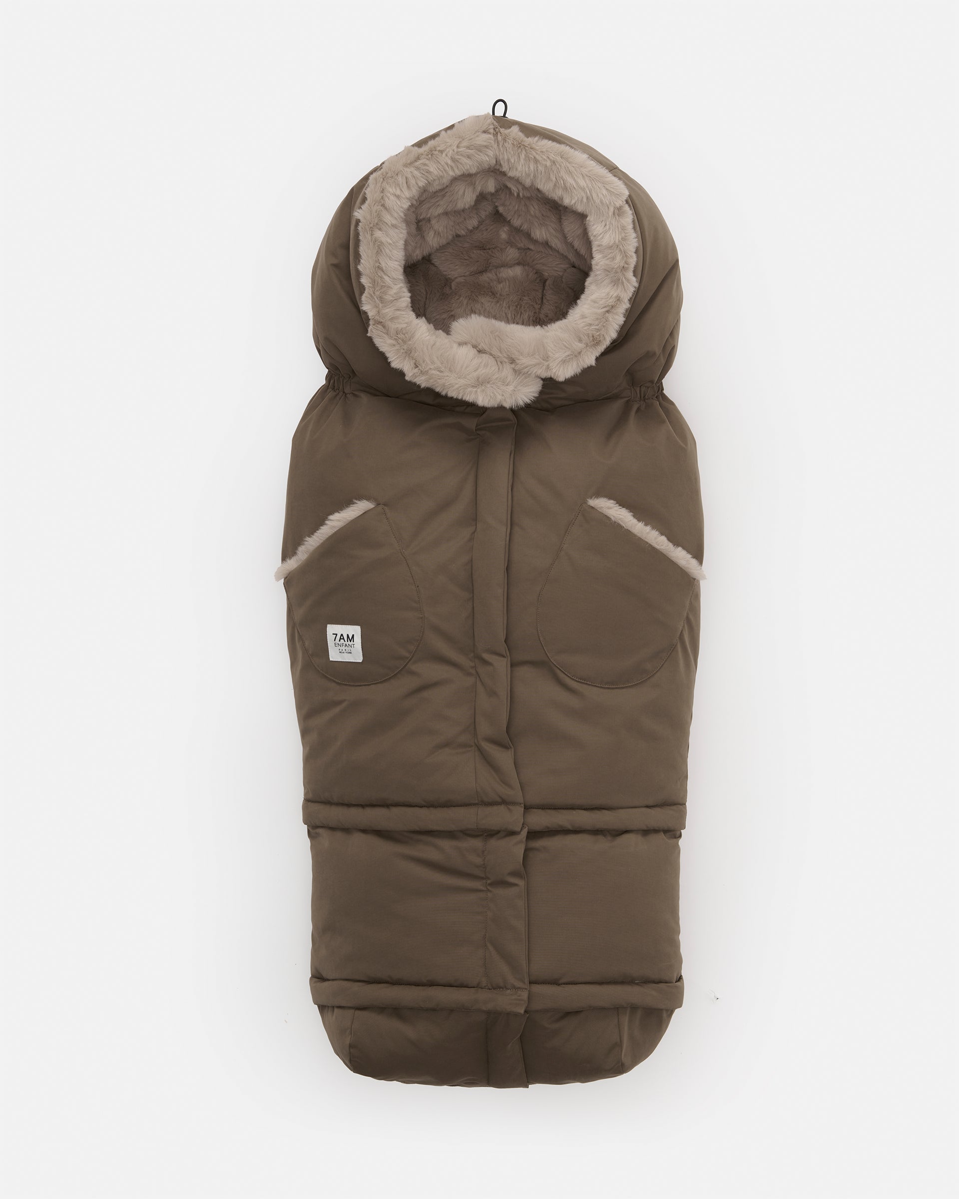 Moss Brown Greige Faux Fur//
