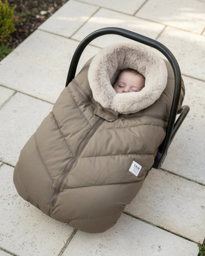 Moss Brown Greige Faux Fur//