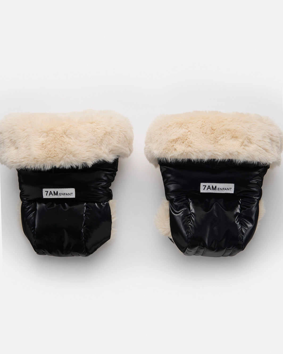 Black Liquid Shine Arctic White Faux Fur//