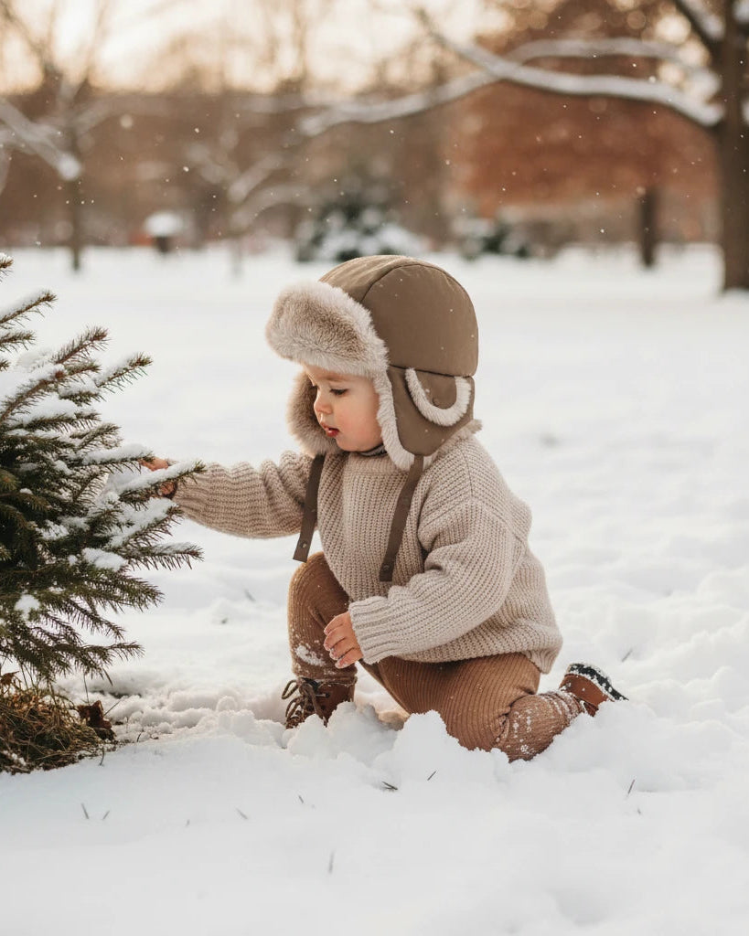 Moss Brown Greige Faux Fur//