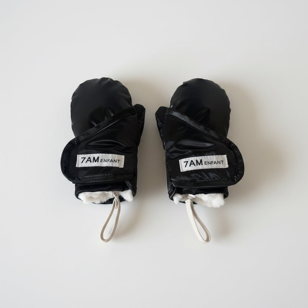 Black Liquid Shine Arctic White Faux Fur//