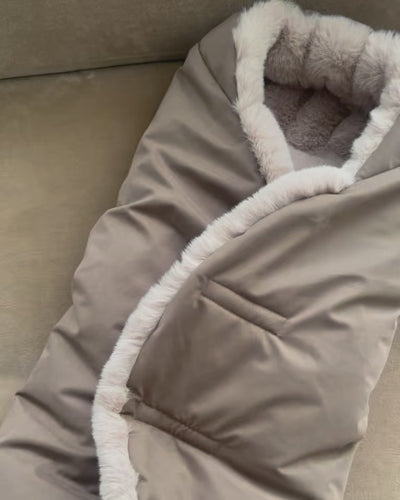 Moss Brown Greige Faux Fur//